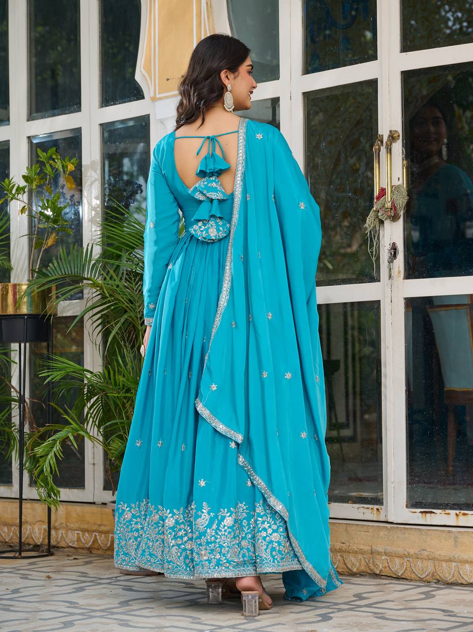 Prazu Fashion Sky Blue Silk Thread With Sequence Anarkali Suit - Distacart