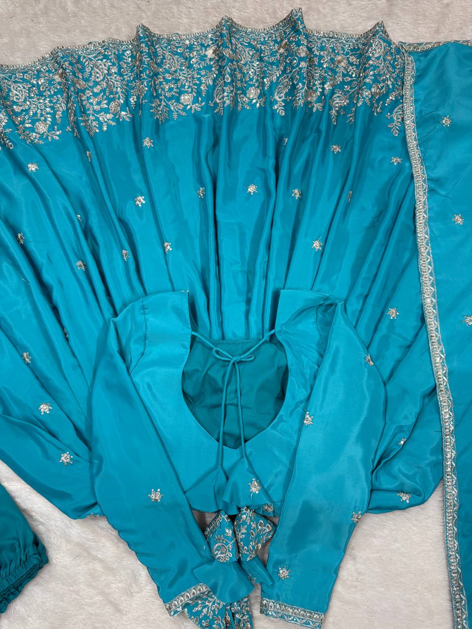 Prazu Fashion Sky Blue Silk Thread With Sequence Anarkali Suit - Distacart