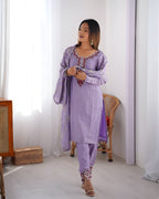 Lehenga Mart Designer Kurta Suit With Dupatta - Lavender