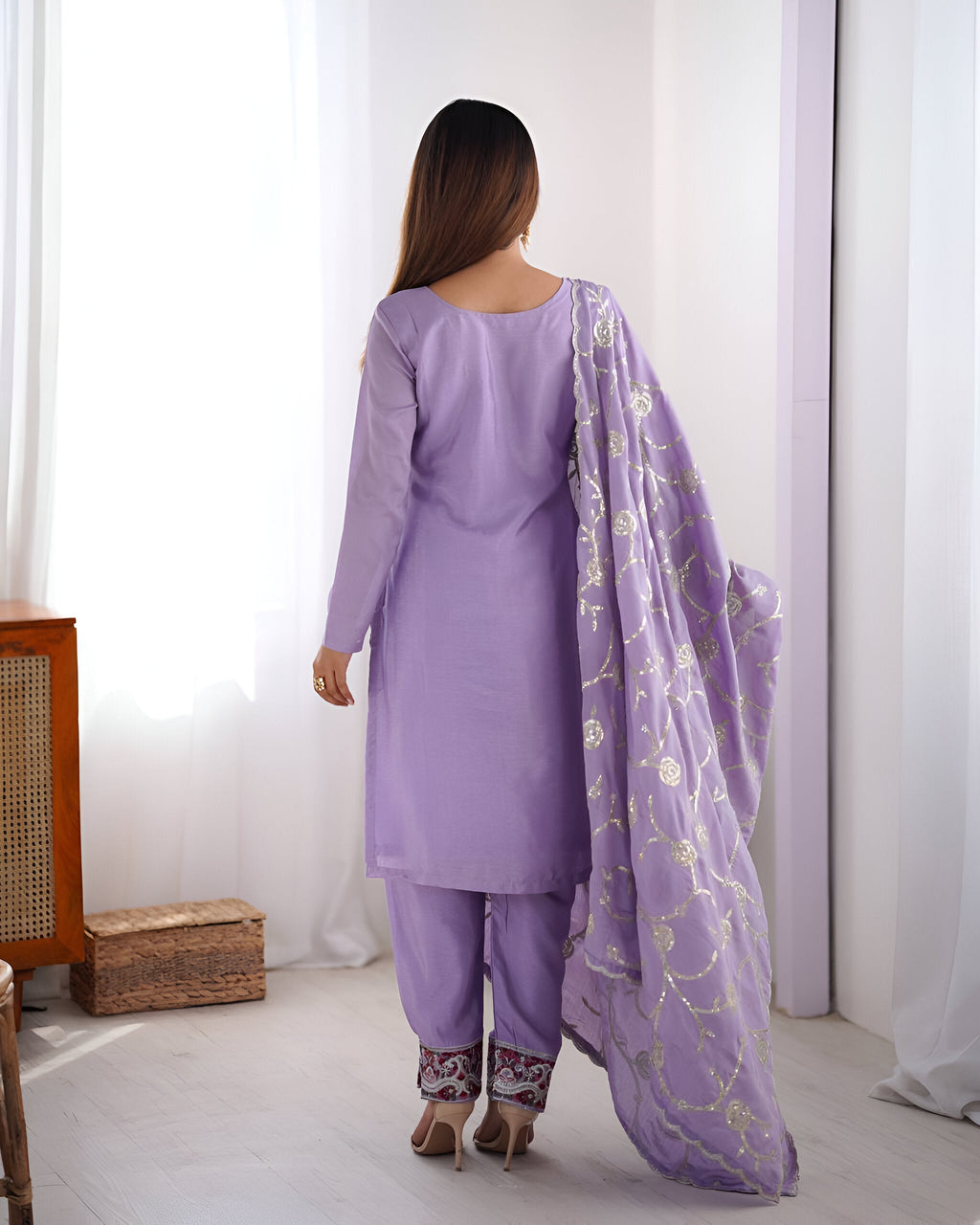 Lehenga Mart Designer Kurta Suit With Dupatta - Lavender