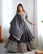 Lehenga Mart Designer Bollywood Style Wedding Lehenga Choli - Grey