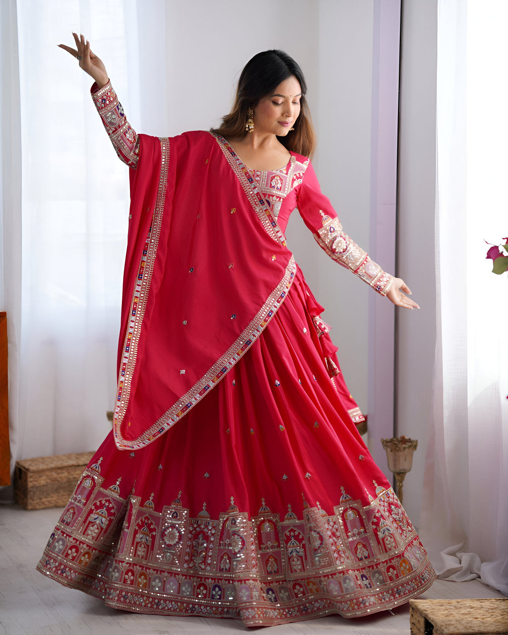 Lehenga Mart Designer Bollywood Style Wedding Lehenga Choli - Red