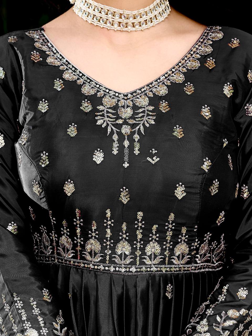 Lehenga Mart American Silk Gown With Dupatta-Black - Distacart