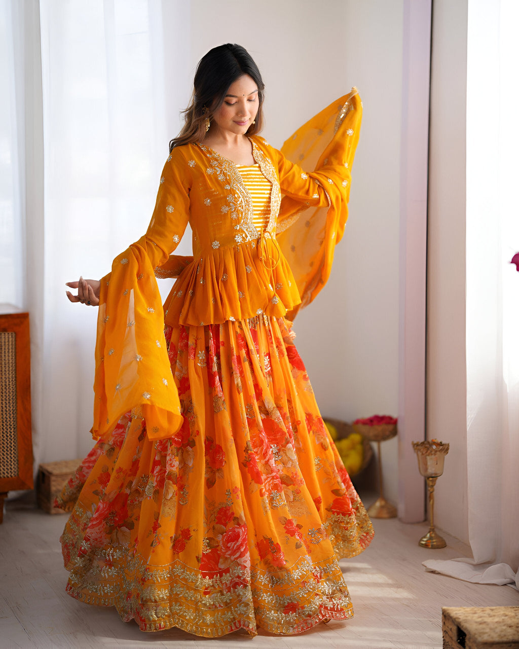 Lehenga Mart Designer Bollywood Style Wedding Lehenga Choli - Yellow