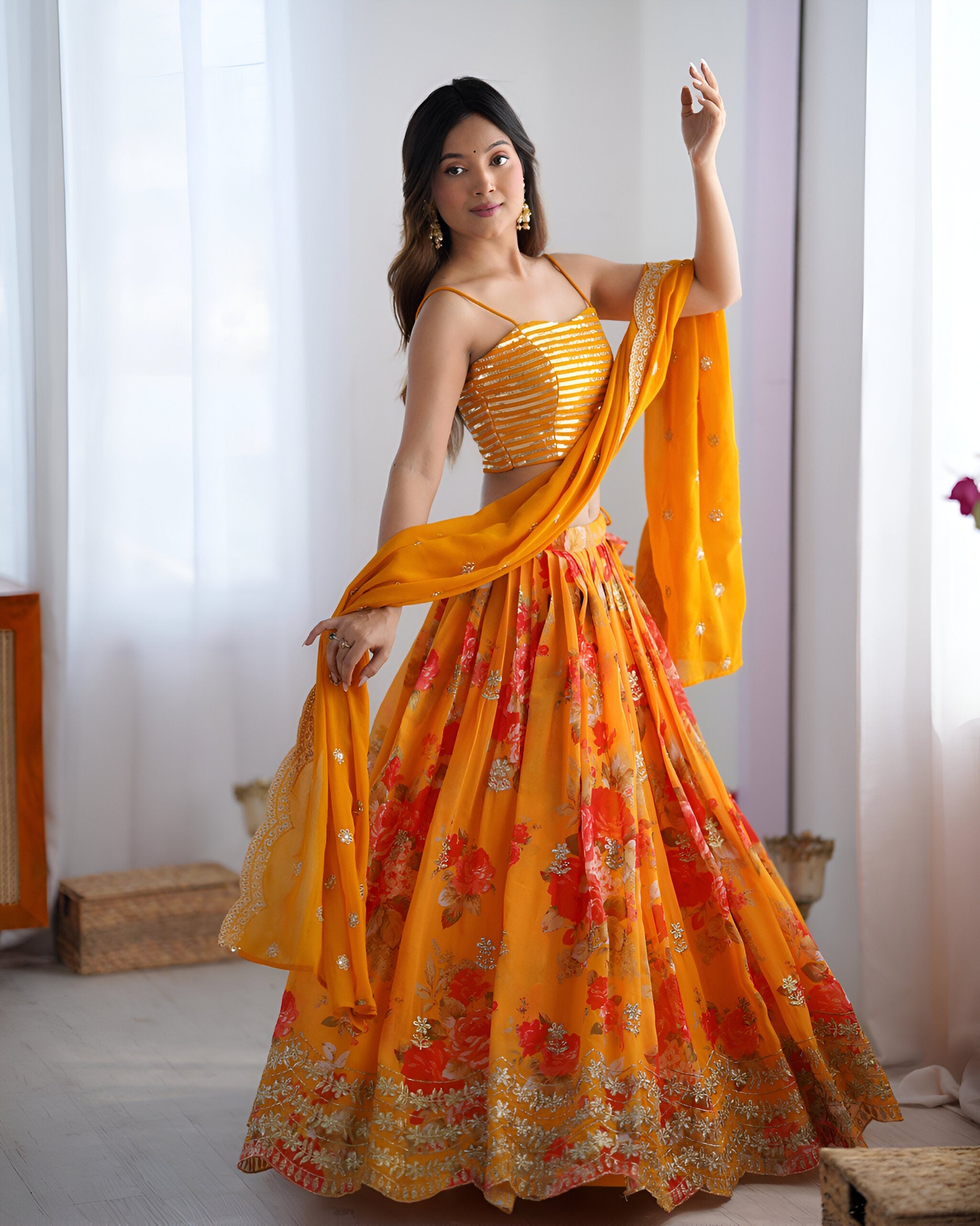Lehenga Mart Designer Bollywood Style Wedding Lehenga Choli - Yellow