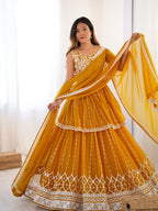 Lehenga Mart Yellow Georgette Designer Lehenga Top For Party Wear