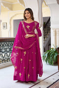 Lehenga Mart Faux Georgette Gown With Dupatta-Purple - Distacart