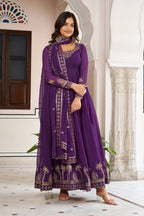 Lehenga Mart Faux Georgette Gown With Dupatta-Blue - Distacart