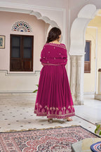 Lehenga Mart Faux Georgette Gown With Dupatta-Purple - Distacart
