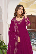 Lehenga Mart Faux Georgette Gown With Dupatta-Purple - Distacart