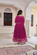 Prazu Fashion Purple Georgette Thread With Sequence Work Anarkali Suit - Distacart