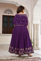 Prazu Fashion Violet Georgette Thread With Sequence Work Anarkali Suit - Distacart
