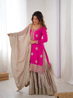 Lehenga Mart Designer Ready To Wear Sharara Suit Dupatta For Women-Pink - Distacart