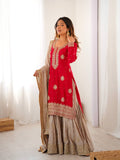 Lehenga Mart Designer Ready To Wear Sharara Suit Dupatta For Women-Red - Distacart