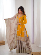Lehenga Mart Designer Ready To Wear Sharara Suit Dupatta For Women-Yellow - Distacart
