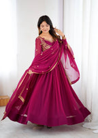 Prazu Fashion Purple Faux Georgette Embroidered Sequin Anarkali Suit - Distacart