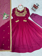 Prazu Fashion Purple Faux Georgette Embroidered Sequin Anarkali Suit - Distacart