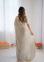 Prazu Fashion Light Grey Golden Shaded Fendi Silk Ready To Wear Saree - Distacart