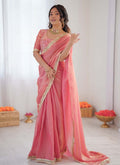 Prazu Fashion Peach Golden Shaded Fendi Silk Ready To Wear Saree - Distacart