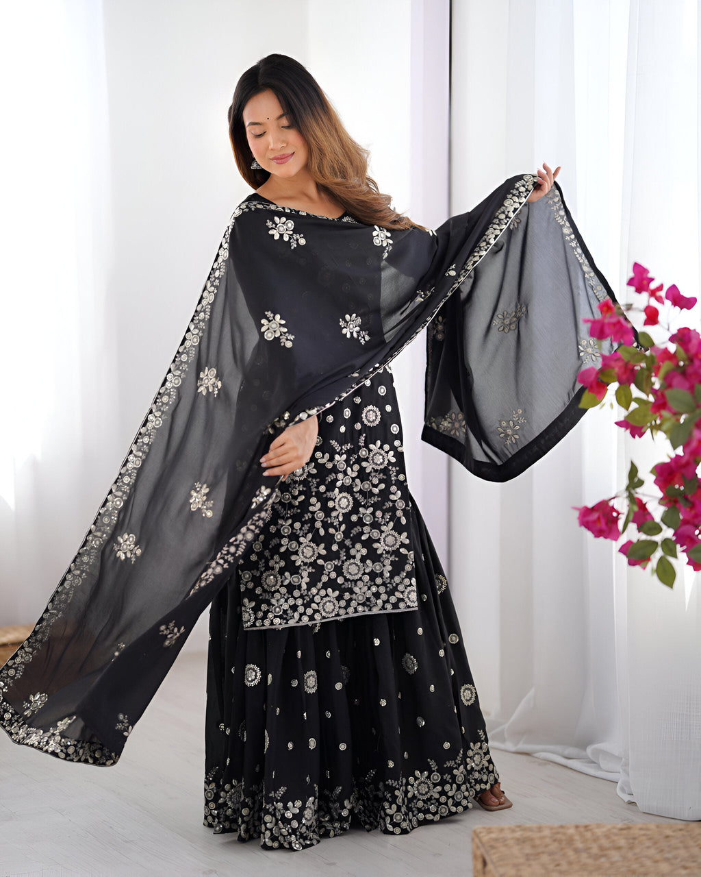 Lehenga Mart Designer Sharara Suit for women - Black - Distacart