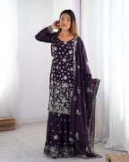 Lehenga Mart Designer Sharara Suit for women - wine - Distacart