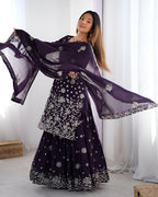 Lehenga Mart Designer Sharara Suit for women - wine - Distacart