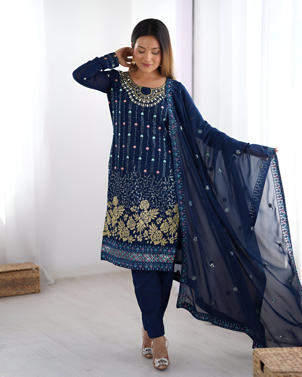 Lehenga Mart Designer Salwar Suit for Women or Girls - Blue - Distacart
