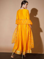 Myshka Women Mustard Solid Kurta & With Dupatta - Distacart