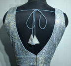 Kia Fashions Grey Banarasi With Gold & Silver Weave Readymade Blouse - Distacart