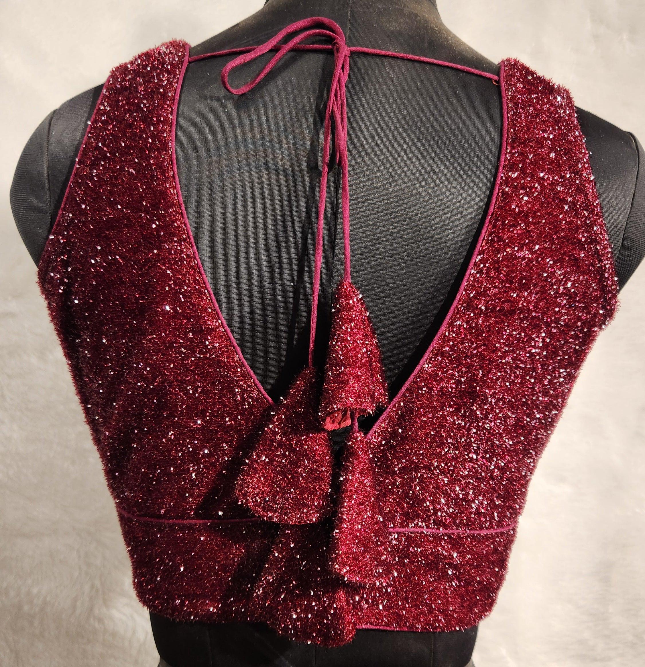 Kia Fashions Maroon Terry Shine Fabric Readymade Blouse - Distacart