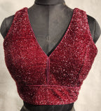 Kia Fashions Maroon Terry Shine Fabric Readymade Blouse - Distacart