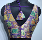 Kia Fashions Purple Jacquard Weave Multi Color Weave Readymade Blouse