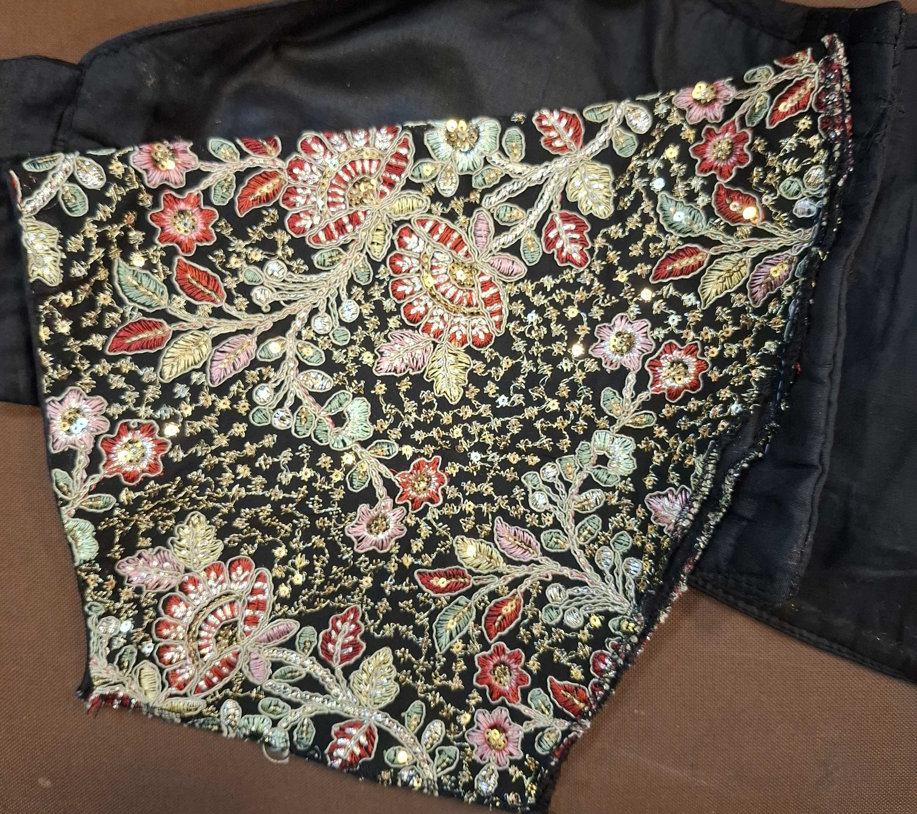 Kia Fashions Black Georgette Multi Color Emb & Sqn Readymade Blouse - Distacart
