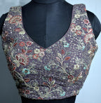 Kia Fashions Dusty Mauve Georgette Multi Color Emb & Sqn Readymade Blouse - Distacart