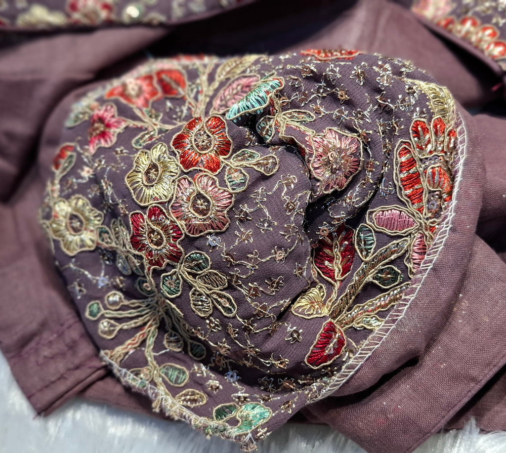 Kia Fashions Dusty Mauve Georgette Multi Color Emb & Sqn Readymade Blouse - Distacart