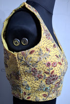 Kia Fashions Eggyolk Yellow Georgette Multi Color Emb & Sqn Readymade Blouse