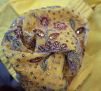 Kia Fashions Eggyolk Yellow Georgette Multi Color Emb & Sqn Readymade Blouse