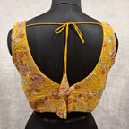 Kia Fashions Mustard Yellow Georgette Multi Color Emb & Sqn Readymade Blouse - Distacart