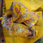 Kia Fashions Mustard Yellow Georgette Multi Color Emb & Sqn Readymade Blouse - Distacart