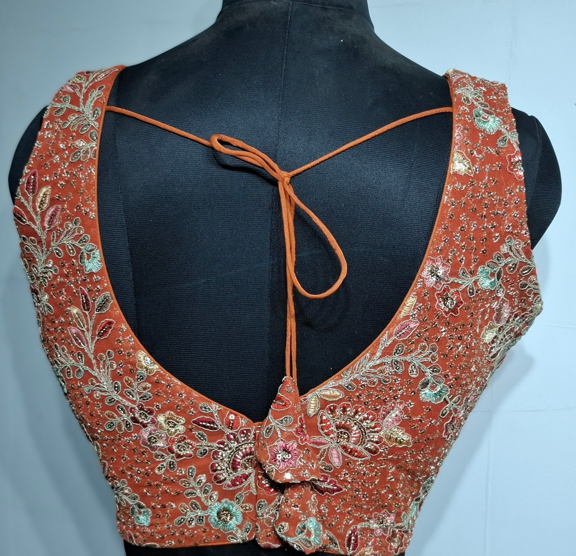 Kia Fashions Rust Georgette Multi Color Emb & Sqn Readymade Blouse - Distacart