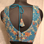 Kia Fashions Turquoise Blue Georgette Multi Color Emb & Sqn Readymade Blouse - Distacart