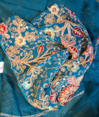 Kia Fashions Turquoise Blue Georgette Multi Color Emb & Sqn Readymade Blouse - Distacart
