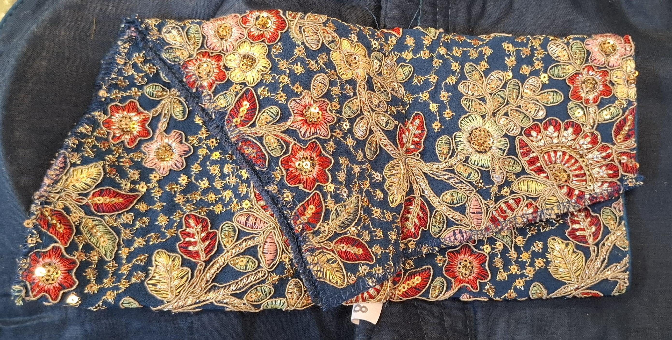 Kia Fashions Teal Blue Georgette Multi Color Emb & Sqn Readymade Blouse - Distacart