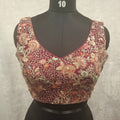 Kia Fashions Wine Georgette Multi Color Emb & Sqn Readymade Blouse - Distacart