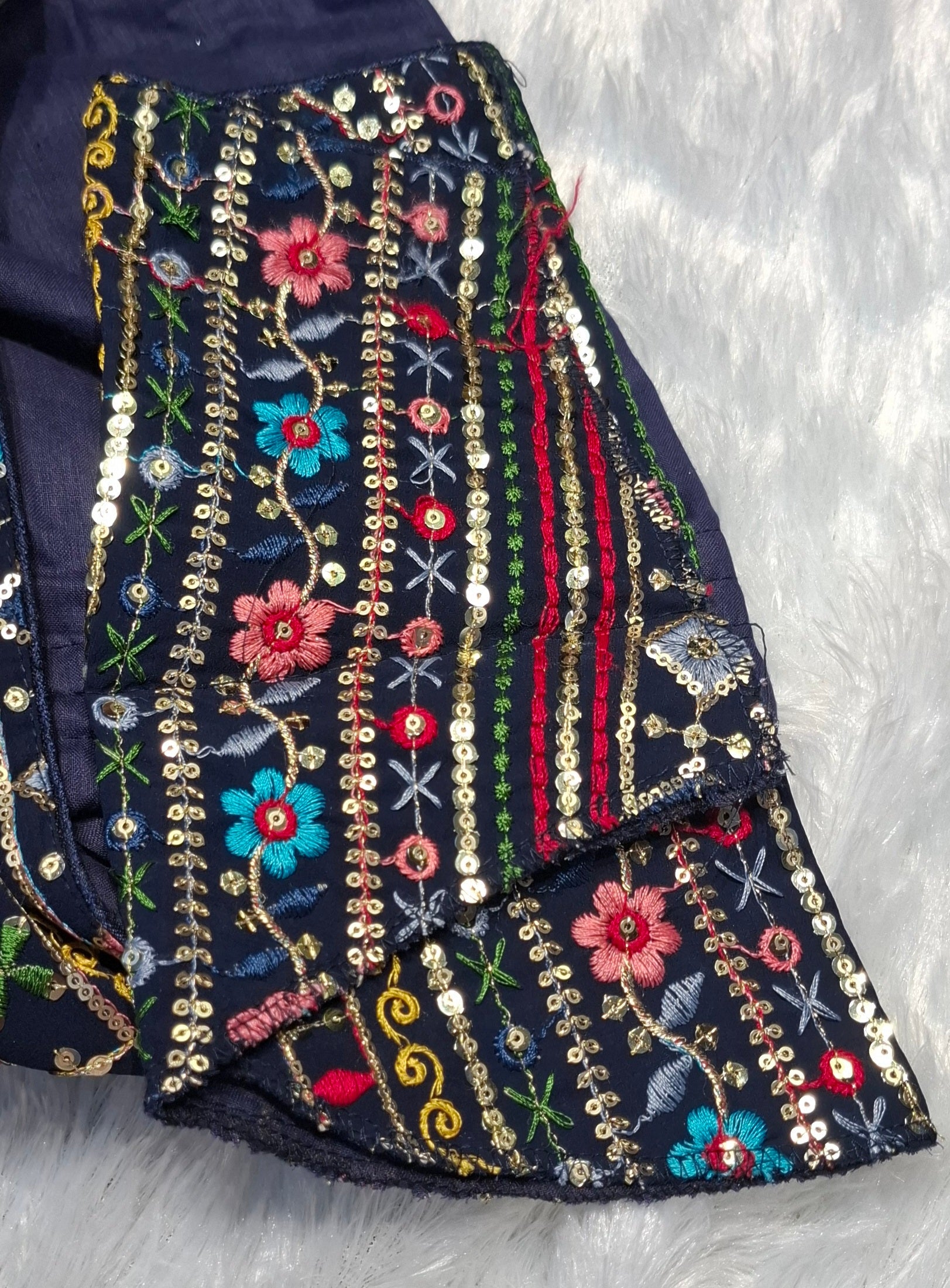 Kia Fashions Navy Blue Multi Color Embroidered Readymade Blouse - Distacart
