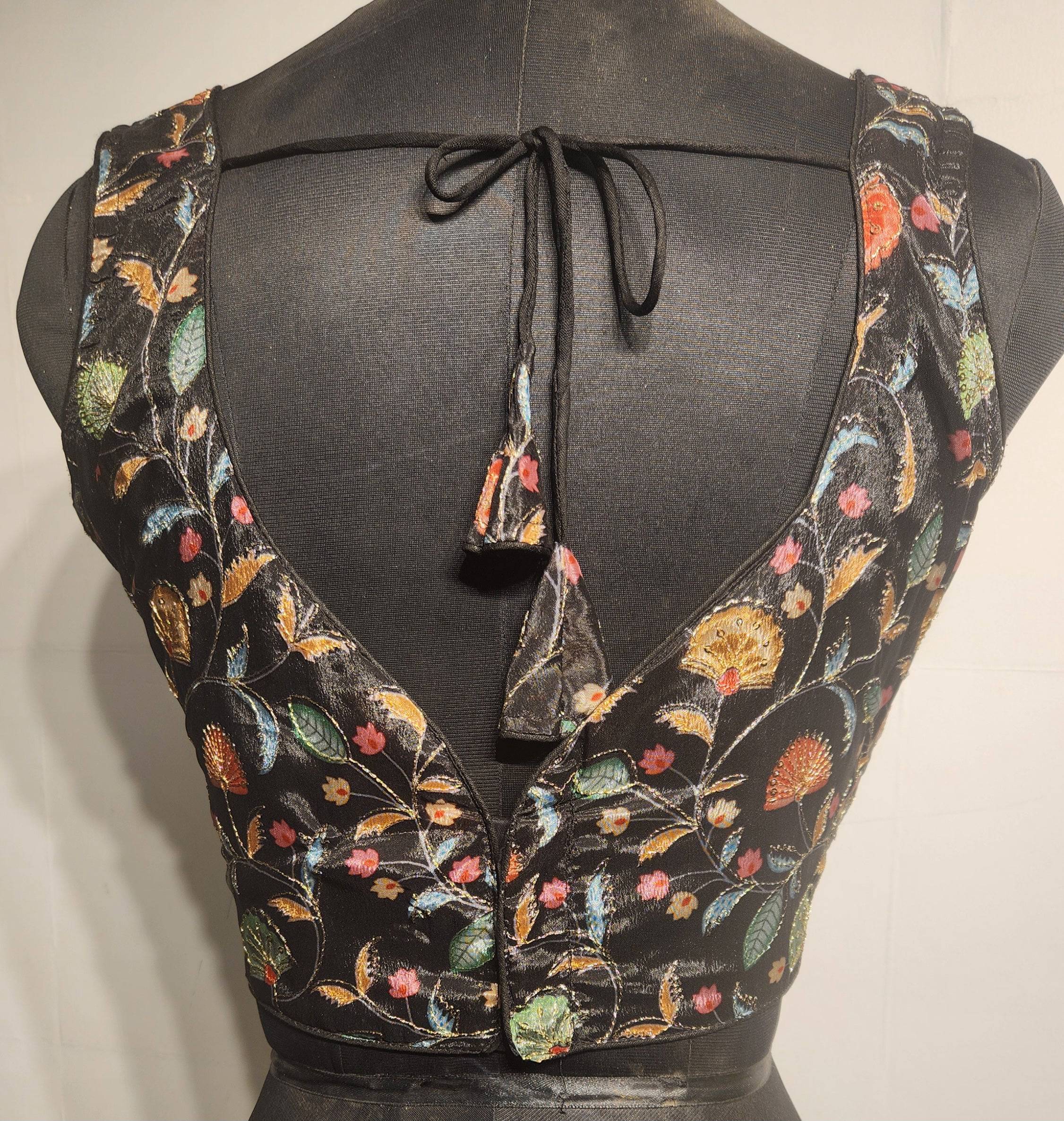 Kia Fashions Black Sequins & Zari Embroidered Readymade Blouse