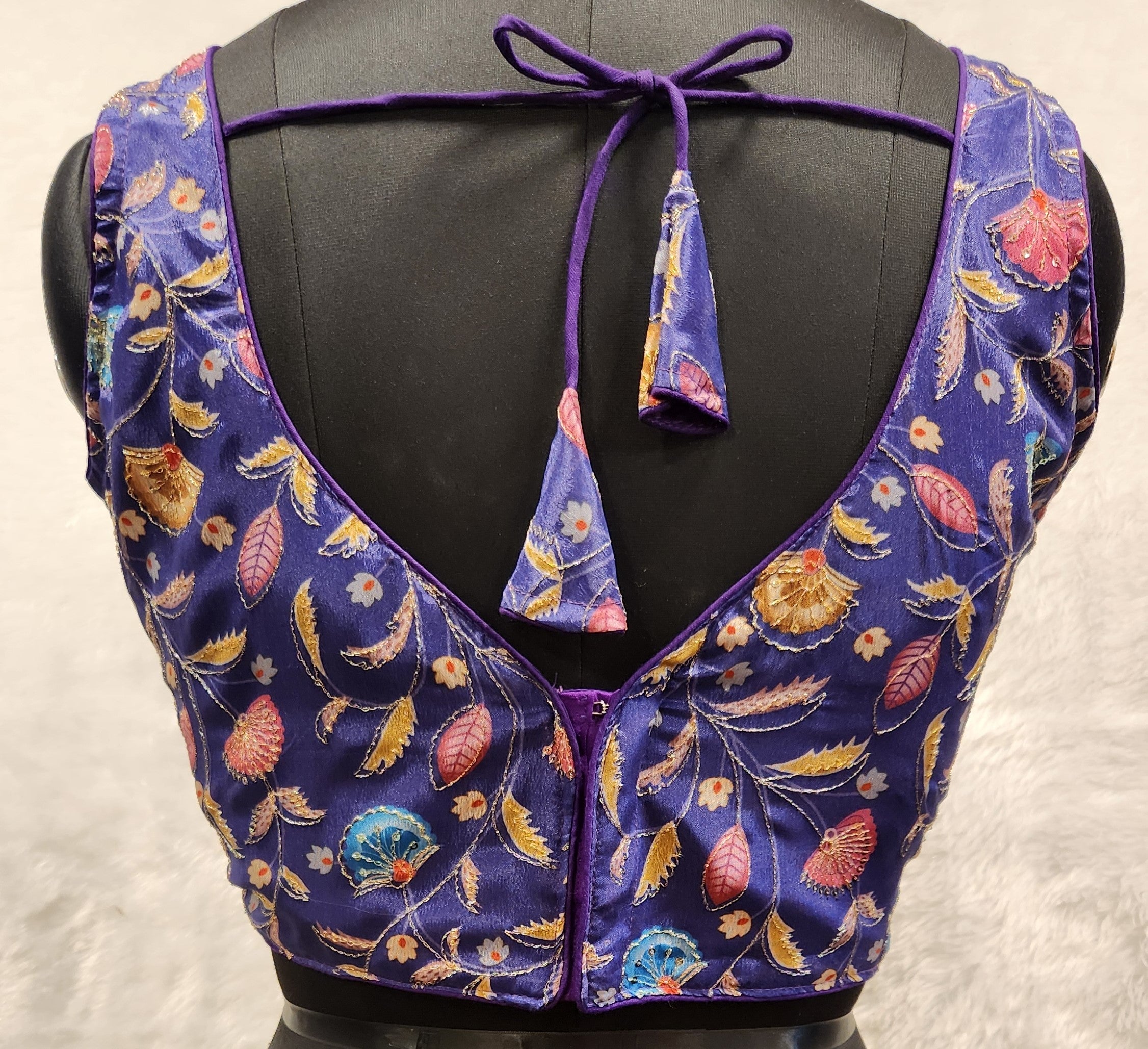 Kia Fashions Purple - Eggplant Sequins & Zari Embroidered Readymade Blouse - Distacart