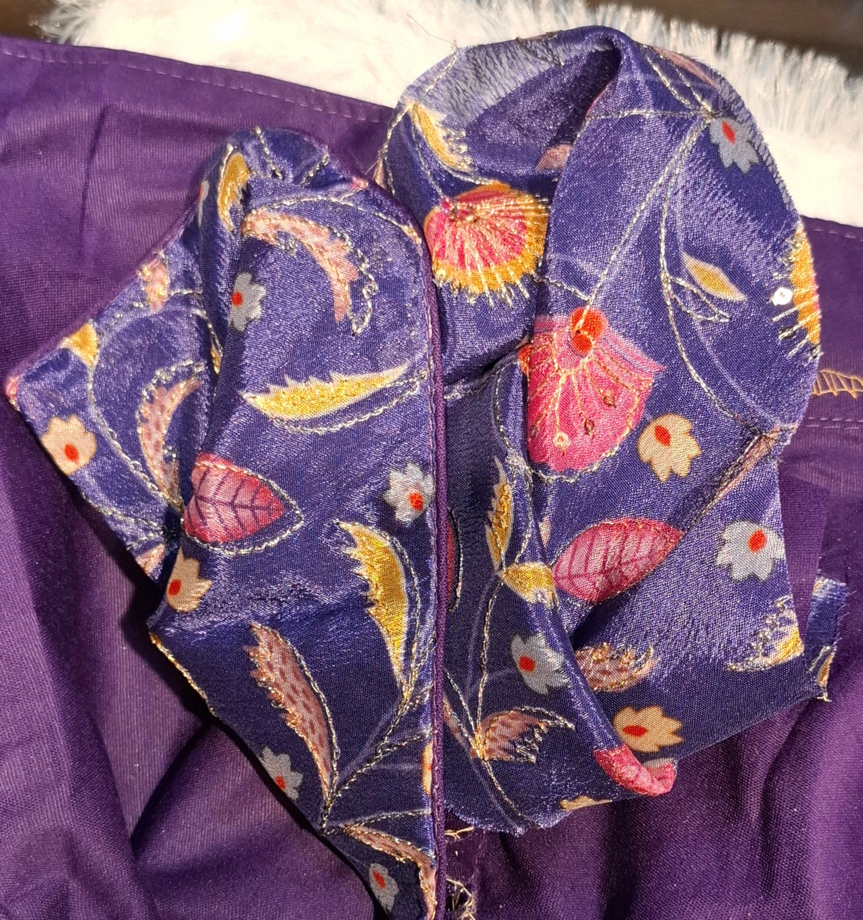 Kia Fashions Purple - Eggplant Sequins & Zari Embroidered Readymade Blouse - Distacart