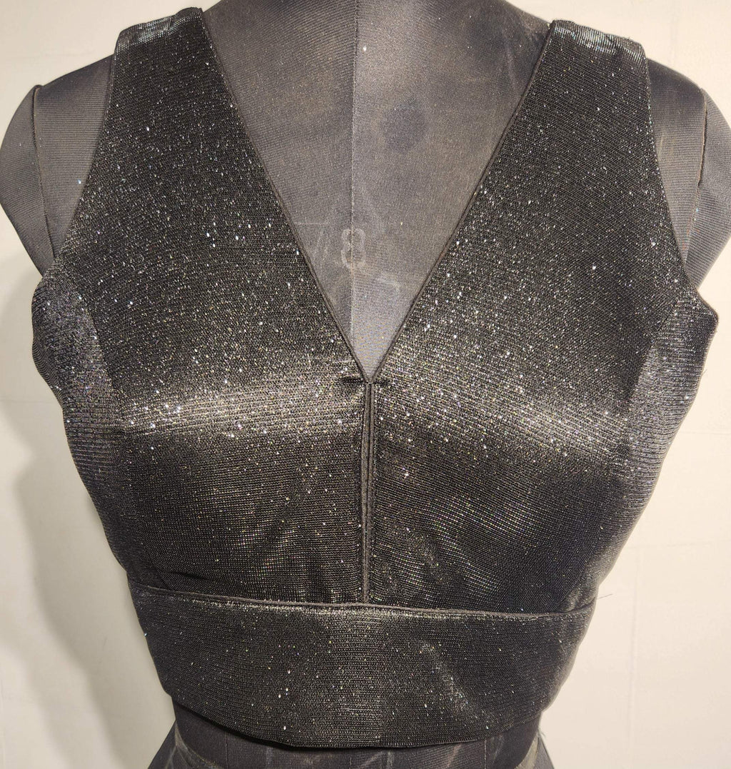 Kia Fashions Black Shimmer Dual Tone Glitter Fabric Readymade Blouse - Distacart
