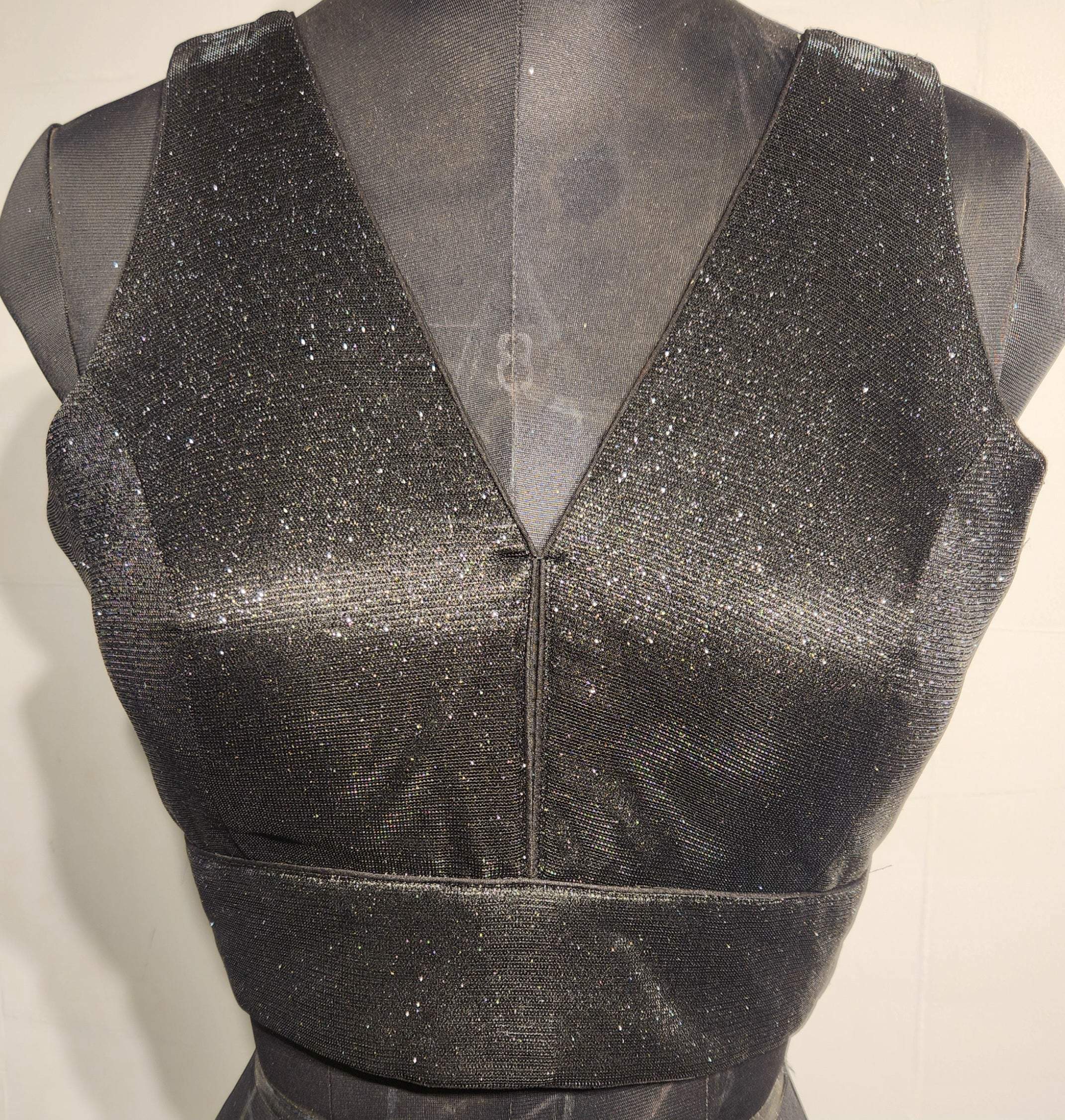 Kia Fashions Black Shimmer Dual Tone Glitter Fabric Readymade Blouse - Distacart